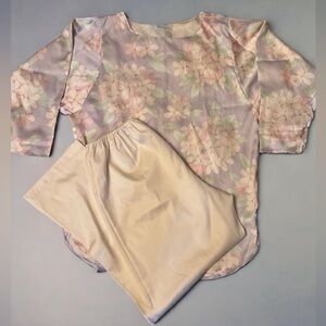 Vintage 1980s Miss Elaine Lightweight Floral Pajama Set Size L/XL